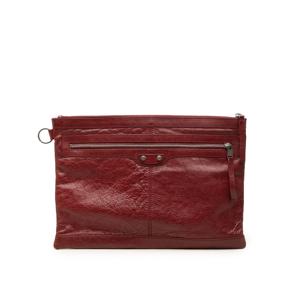 Pre-Loved Balenciaga Lambskin Motocross Classic Clip Clutch L